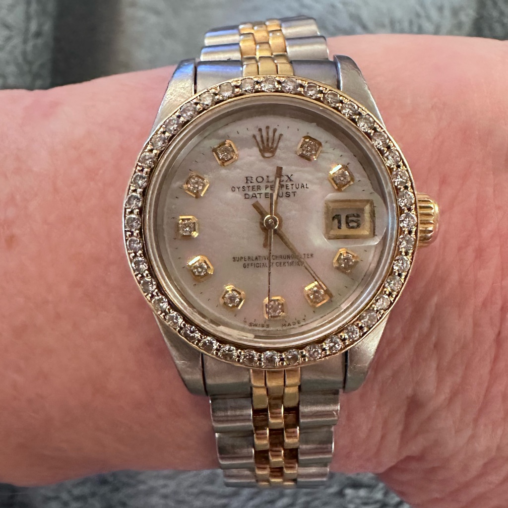 rolex womens twotone diamond watch